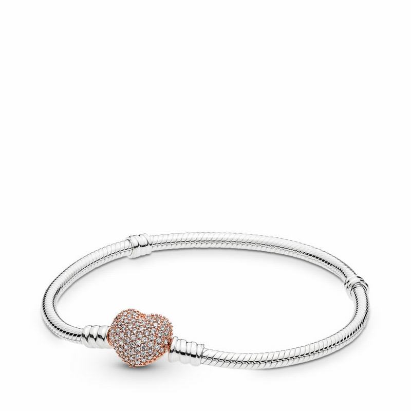 Pandora Rose™ Heart Clasp Bracelet Europe - Pandora Rose/Sterling Silver/Cubic Zirconia - 958136UBM